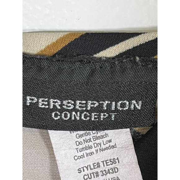 Perception Concepts Babydoll Top L Black Y2K 80s Retro Indie Hippie Casual Flowy - Picture 2 of 10